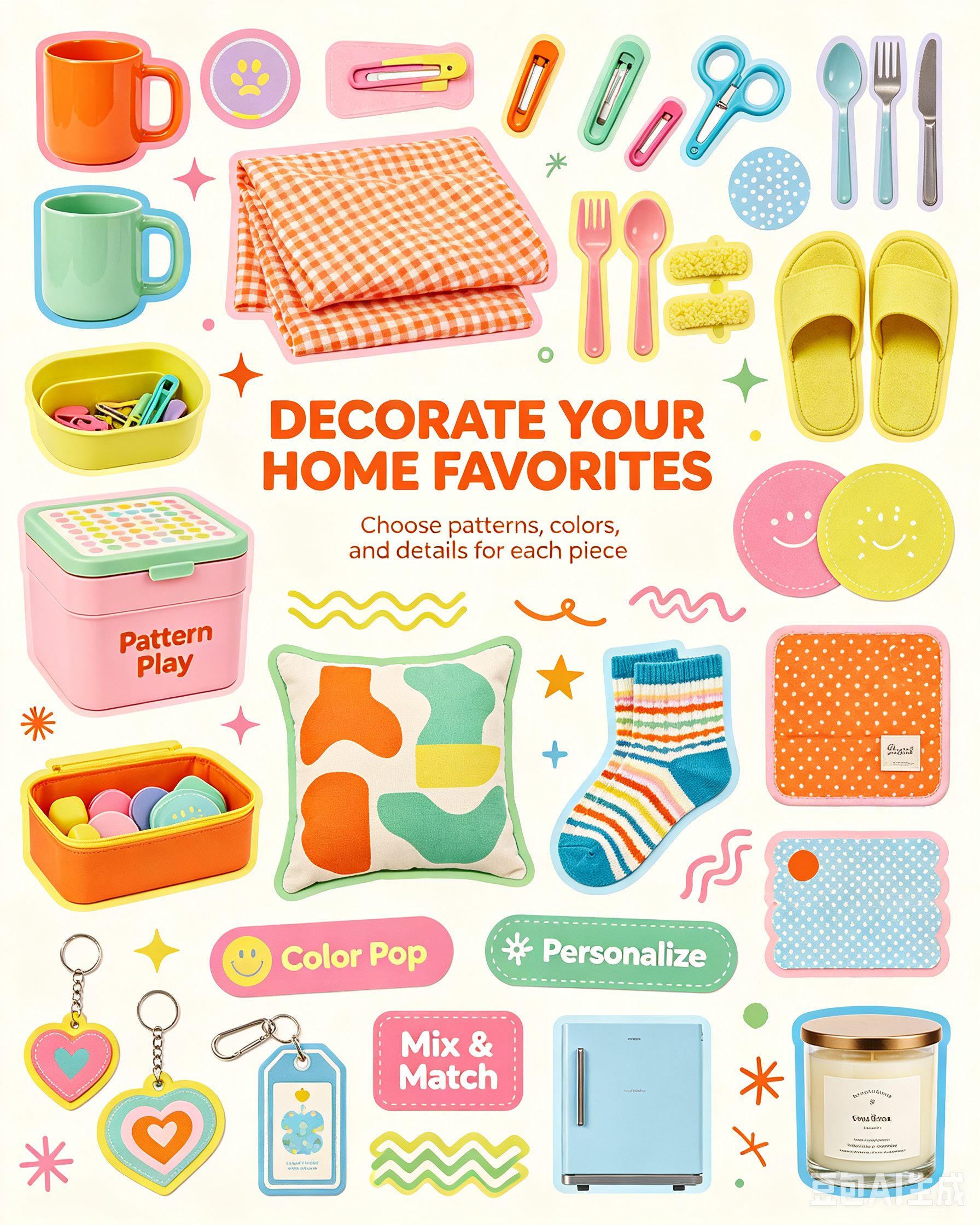 Custom DIY Home Decor Craft Kit | Mix & Match Color Pop Personalize Household Accessories Set